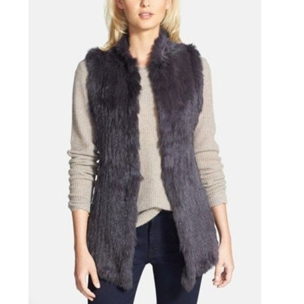 Love Token Genuine Rabbit Fur & Knit Vest